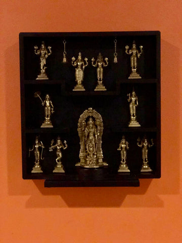 Dasavataram - Lord Vishnu and His Ten Incarnations in wooden frame (square panel)