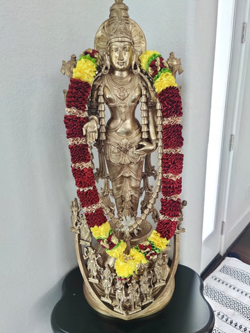 Srivaru (Lord Vishnu) and His Ten Incarnations - Bronze Statue 30"