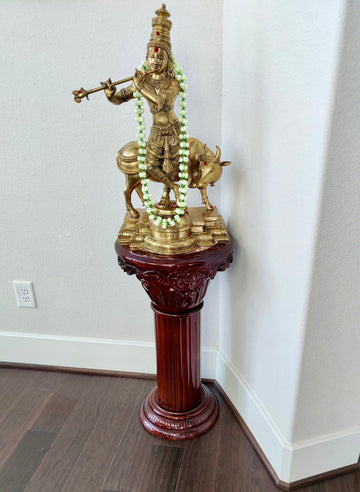 Lord Kesava with a Cow 25" Brass Statue
