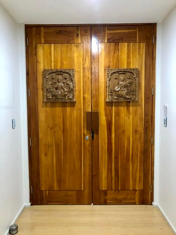 Goddess Lakshmi and Goddess Saraswathi Ashwood Panels (18.0 inch)