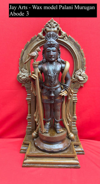 15" Exquisitely Detailed Bronze Murugan in Divine King Form with Ornate Arch