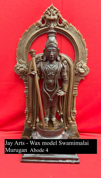 15" Bronze Murugan Swamimalai Temple Style with Staff and Ornate Arch