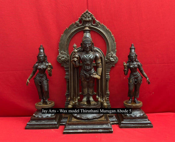 15" Finely Detailed Murugan with Prabhavali and Consorts Valli & Deivanai Traditional Set