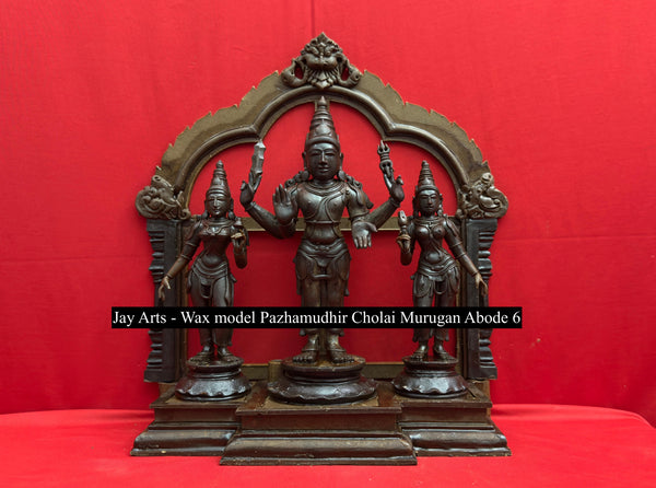 16" Panchaloha Bronze Murugan with Valli Deivanai and Peacock – Temple Style Set