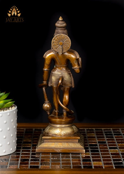 12" Standing Hanuman in Abhaya Mudra - Brass Anjaneya Statue