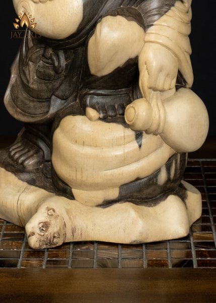 14" Laughing Budai Statue in Hibiscus Wood | Hand-Carved in Bali