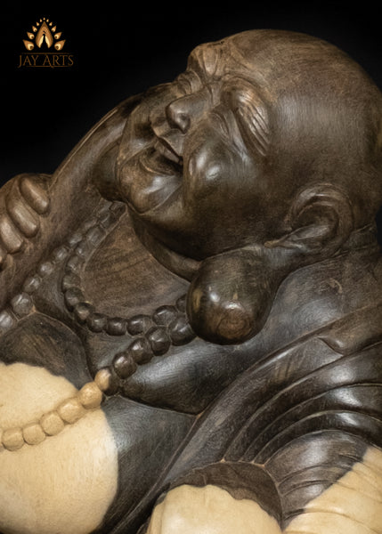 14" Laughing Budai Statue in Hibiscus Wood | Hand-Carved in Bali