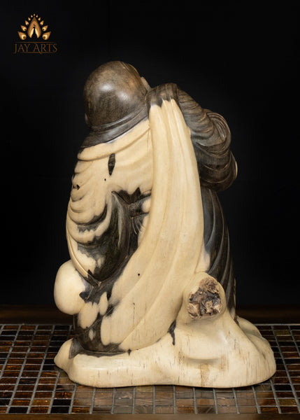 14" Laughing Budai Statue in Hibiscus Wood | Hand-Carved in Bali
