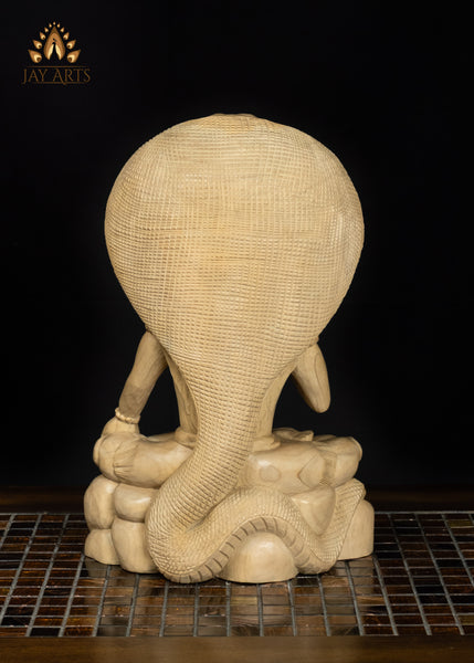 Balinese Shiva Statue Seated on Tiger Skin Beneath a Cobra Hood 13"