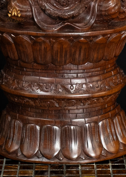 Balinese Shiva Statue Seated on Double Lotus Pedestal with Ornate Arch 20"