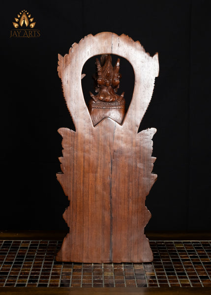 Balinese Shiva Statue Seated on Double Lotus Pedestal with Ornate Arch 20"
