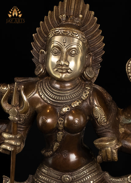 24” Standing Kaali Brass Statue - The Bold and Beautiful Kaali, an Embodiment of Shakthi