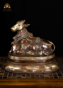 10" Nandi The Bull - Nandikeshvara Brass Statue - Shiva Vahana