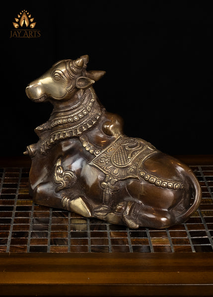 7" Brass Nandi Statue - Nandideva, Shiva's Bull