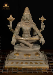 10" Yoga Narasimha Brass Statue - Narasimha seated in Utkutika Asana, a Yogic Posture