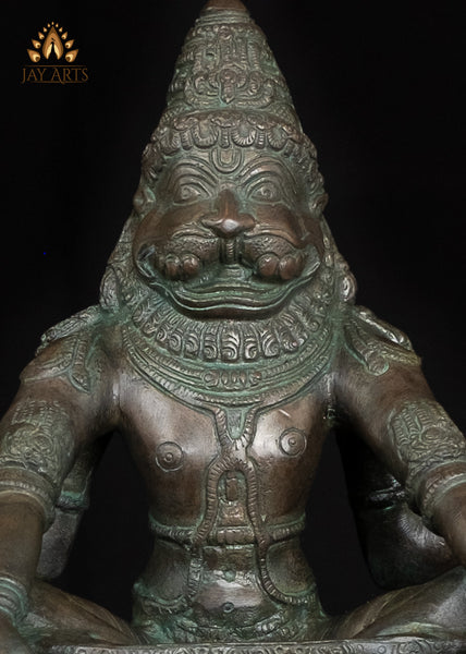 10" Yoga Narasimha Brass Statue - Narasimha seated in Utkutika Asana, a Yogic Posture