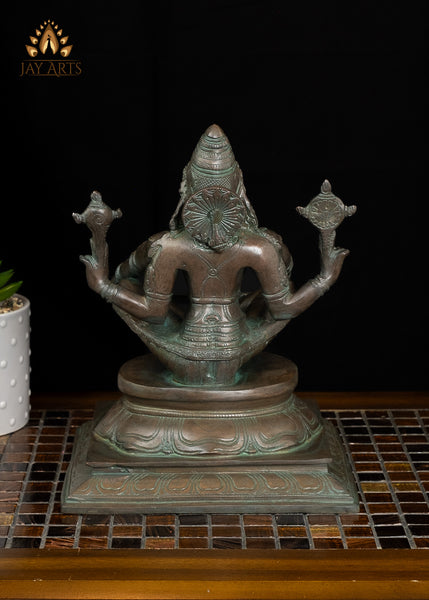 10" Yoga Narasimha Brass Statue - Narasimha seated in Utkutika Asana, a Yogic Posture