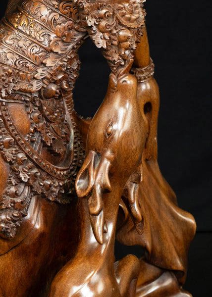 42" Sita with the Leaping Golden Deer | Hand-Carved Balinese Mahogany Masterpiece