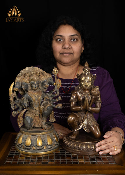 14” Panchamukhi Hanuman Brass Statue