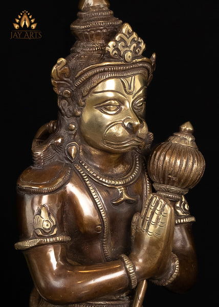 14" Namaste Hanuman Brass Statue - Hanuman in Anjali Mudra