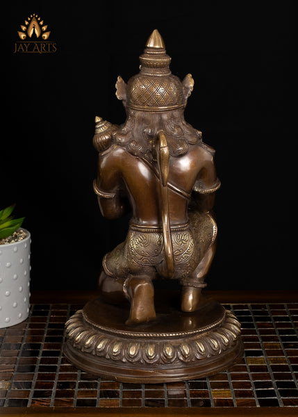 14" Namaste Hanuman Brass Statue - Hanuman in Anjali Mudra