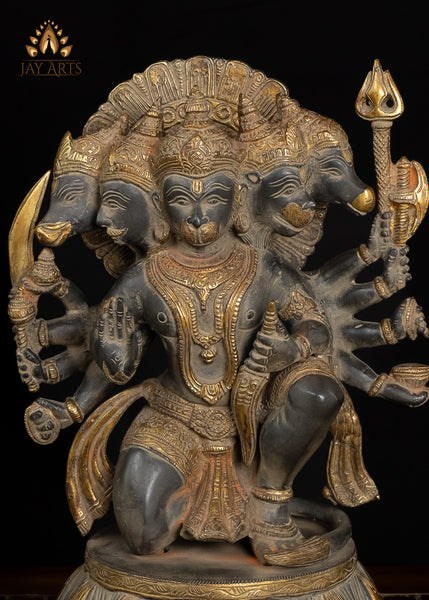 14” Panchamukhi Hanuman Brass Statue