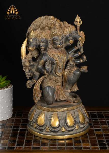 14” Panchamukhi Hanuman Brass Statue