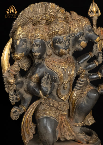 14” Panchamukhi Hanuman Brass Statue