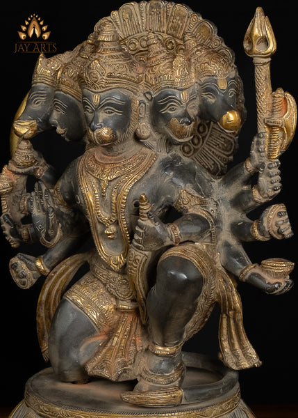 14” Panchamukhi Hanuman Brass Statue