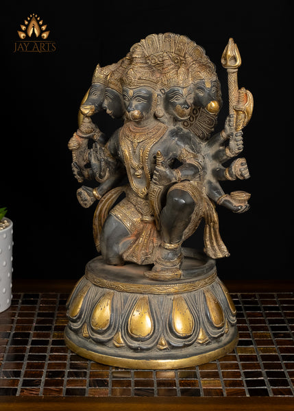 14” Panchamukhi Hanuman Brass Statue