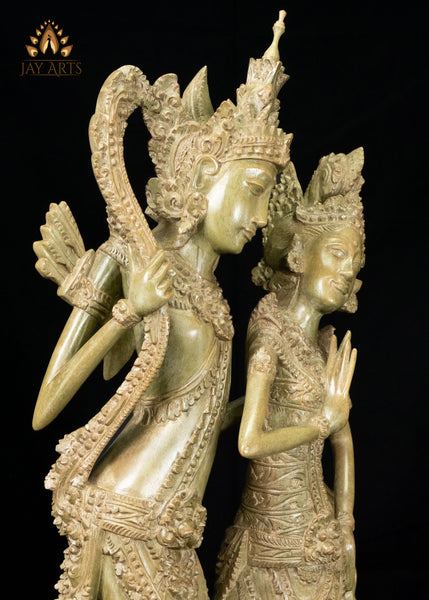 33" Rama and Sita Statue with Golden Deer | A Ramayana Showpiece in Balinese Hibiscus Wood