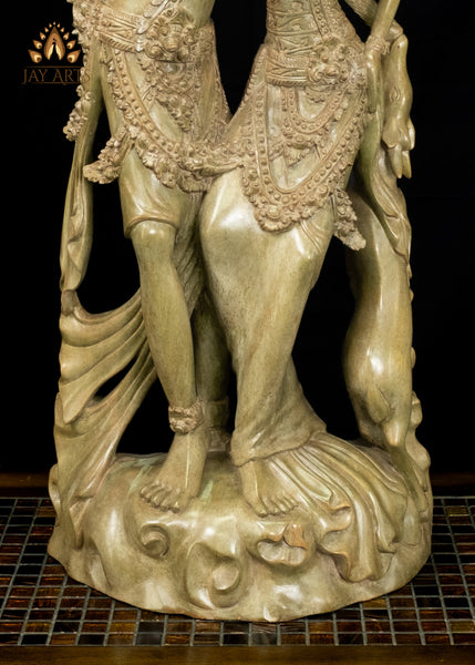 33" Rama and Sita Statue with Golden Deer | A Ramayana Showpiece in Balinese Hibiscus Wood