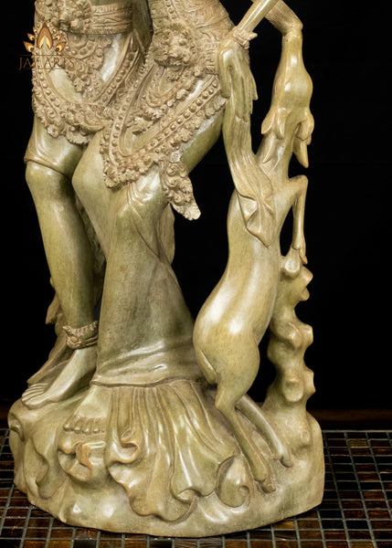 33" Rama and Sita Statue with Golden Deer | A Ramayana Showpiece in Balinese Hibiscus Wood