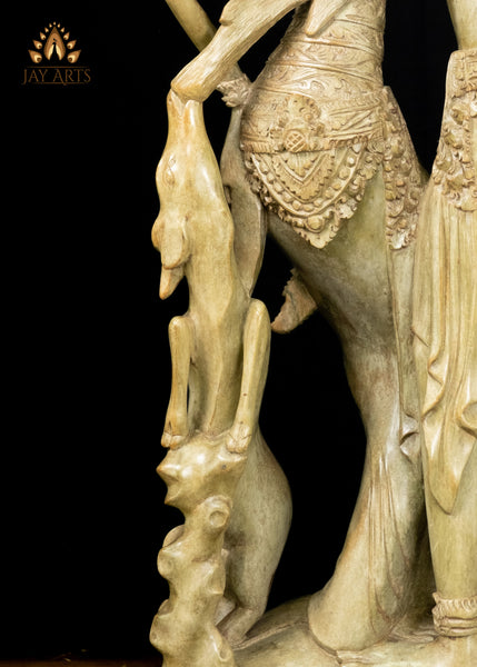 33" Rama and Sita Statue with Golden Deer | A Ramayana Showpiece in Balinese Hibiscus Wood