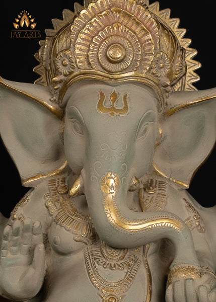 12" Blessing Ganesha Brass Statue