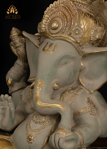 12" Blessing Ganesha Brass Statue