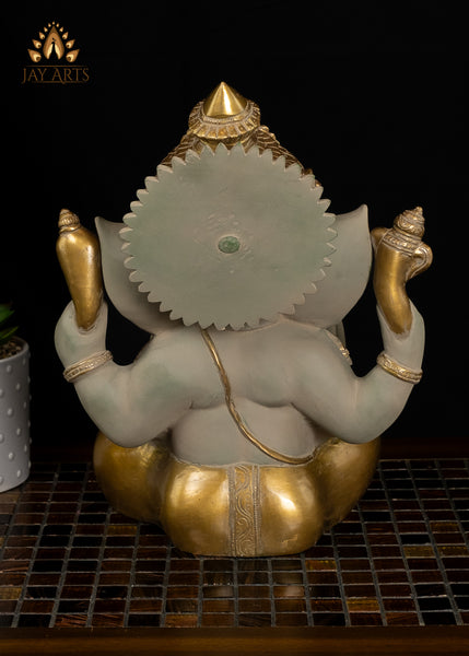 12" Blessing Ganesha Brass Statue