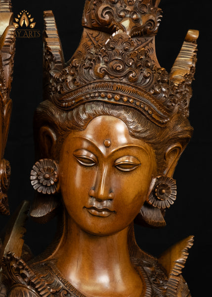 Rama Sita Balinese Wood Bust 20" | Hand-Carved Mahogany Statement Piece
