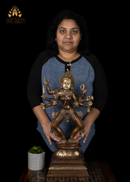 24” Standing Kaali Brass Statue - The Bold and Beautiful Kaali, an Embodiment of Shakthi