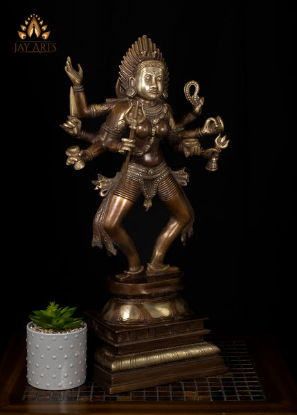 24” Standing Kaali Brass Statue - The Bold and Beautiful Kaali, an Embodiment of Shakthi