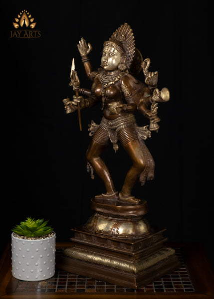 24” Standing Kaali Brass Statue - The Bold and Beautiful Kaali, an Embodiment of Shakthi