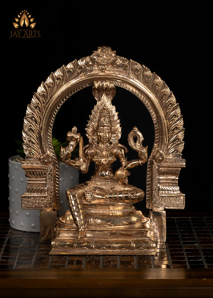 Goddess Mariamman Panchaloha Bronze Statue 10.75" Hindu Goddess of Rain