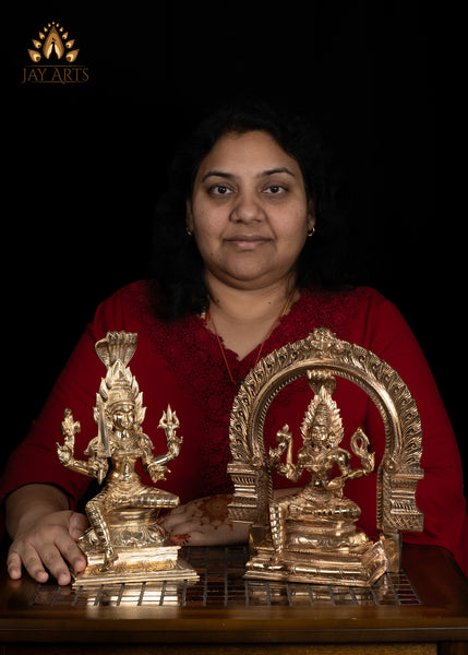 Goddess Mariamman (Hindu Goddess of Rain) 10.5" Panchaloham Bronze Idol