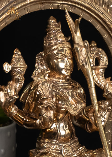 11" Panchaloham Bronze Goddess Kamakshi Amman Statue (A form of Goddess Parvathi)