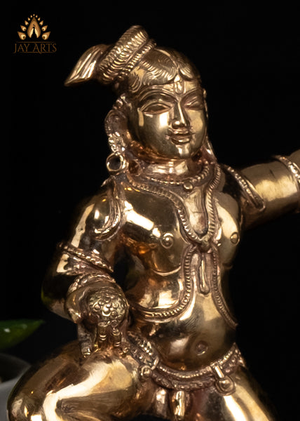 Dancing Baby Krishna 8” Laddoo Gopal Panchaloha Bronze Idol