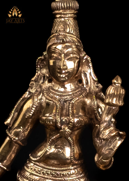 Lord Vishnu with Sri Devi and Bhu Devi 9.75" Panchaloha Bronze Vishnu Idol