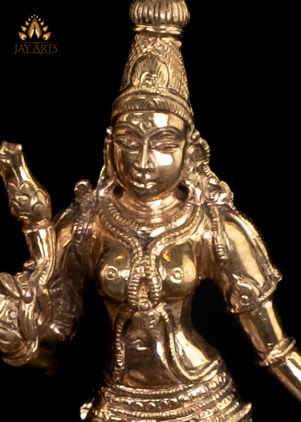 Lord Vishnu with Sri Devi and Bhu Devi 9.75" Panchaloha Bronze Vishnu Idol