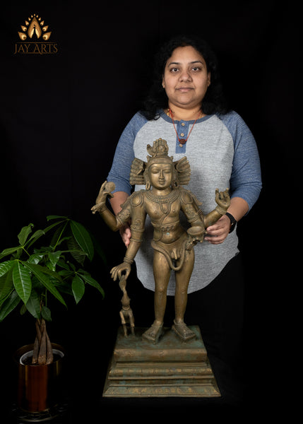 30" Bronze Bhikshatana Shiva Lost-Wax Method Sculpture