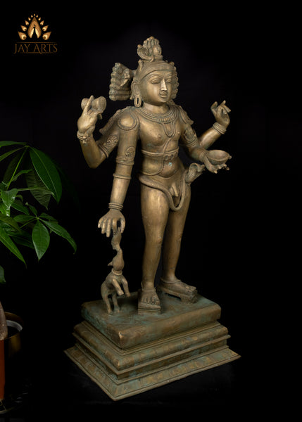 30" Bronze Bhikshatana Shiva Lost-Wax Method Sculpture