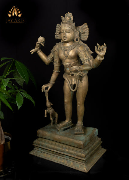 30" Bronze Bhikshatana Shiva Lost-Wax Method Sculpture